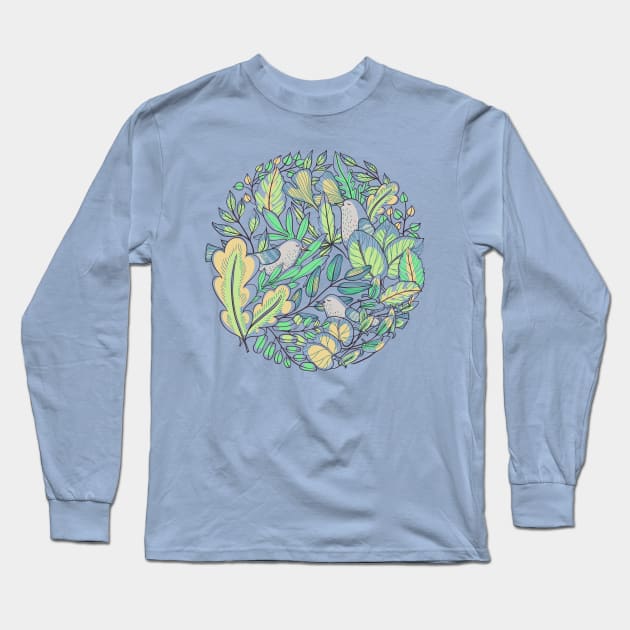 Leaves and Birds Long Sleeve T-Shirt by annapaff
